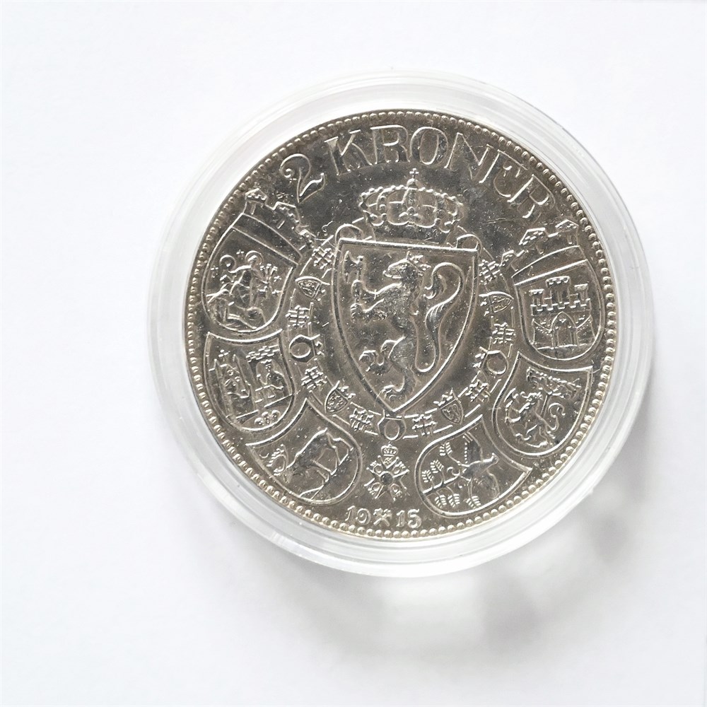 Norge 2 kroner 1915 kv. 1+/01