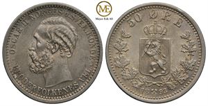 50 øre 1893 Oscar II. Kv.0