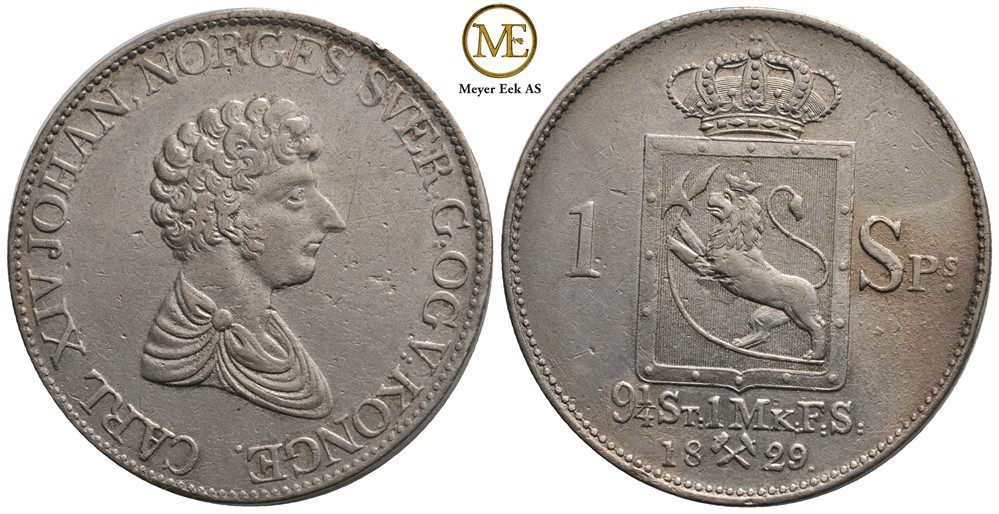 Speciedaler 1829 Carl XIV Johan. Kv.1+