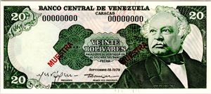 Venezuela 20 bolivares 18.9.79 specimen Kv.0