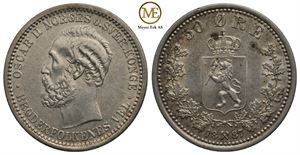 50 øre 1887 Oscar II Kv.0/01