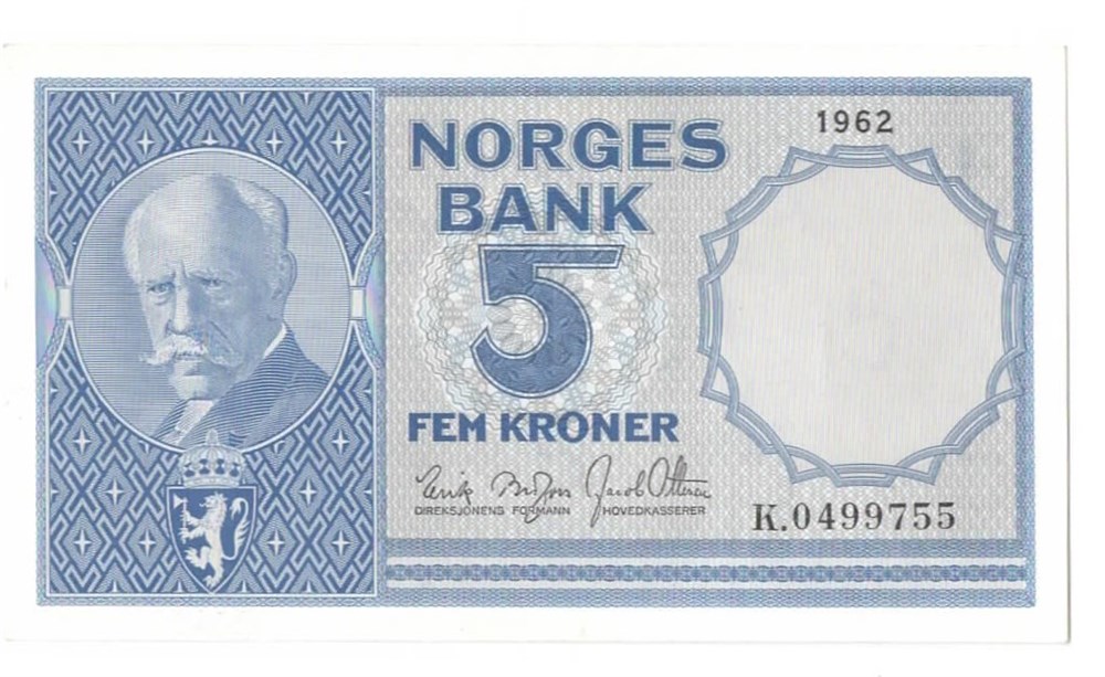 Norge 5 kroner 1962 K kv. 0