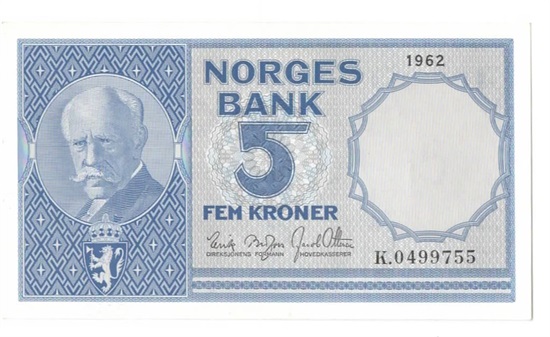 Norge 5 kroner 1962 K kv. 0