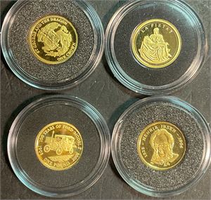 4 mini gullmynter proof til sammen 4,49 g99,9 au