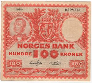 100 kroner 1950 B.2001633. Kv.1/1-