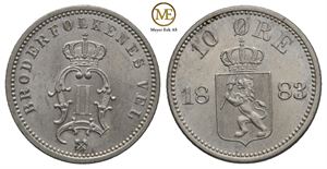 10 øre 1883 Oscar II. Kv.0