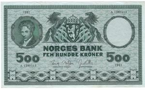 500 kroner 1961 A.1390513. Kv.1+