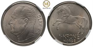 1 krone 1960 Olav V. MS65