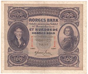100 kroner 1941 B.7081134. Kv.01