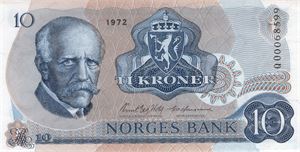 10 kroner 1972 QO erstatningsseddel. Kv.0