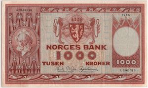 1000 kroner 1966 A.2561310. Kv.1