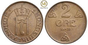 2 øre 1922 Haakon VII. Kv.0