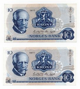 10 kroner 1977 HI og HJ erstatning