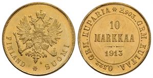 10 Markkaa 1913. Kv0/01