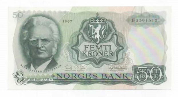 Norge 50 kroner 1967 B kv. 0