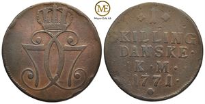 1 skilling 1771 Kongsberg, variant 4. Kv.1