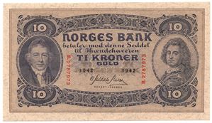 10 kroner 1942 B.2787973. Kv.0/01