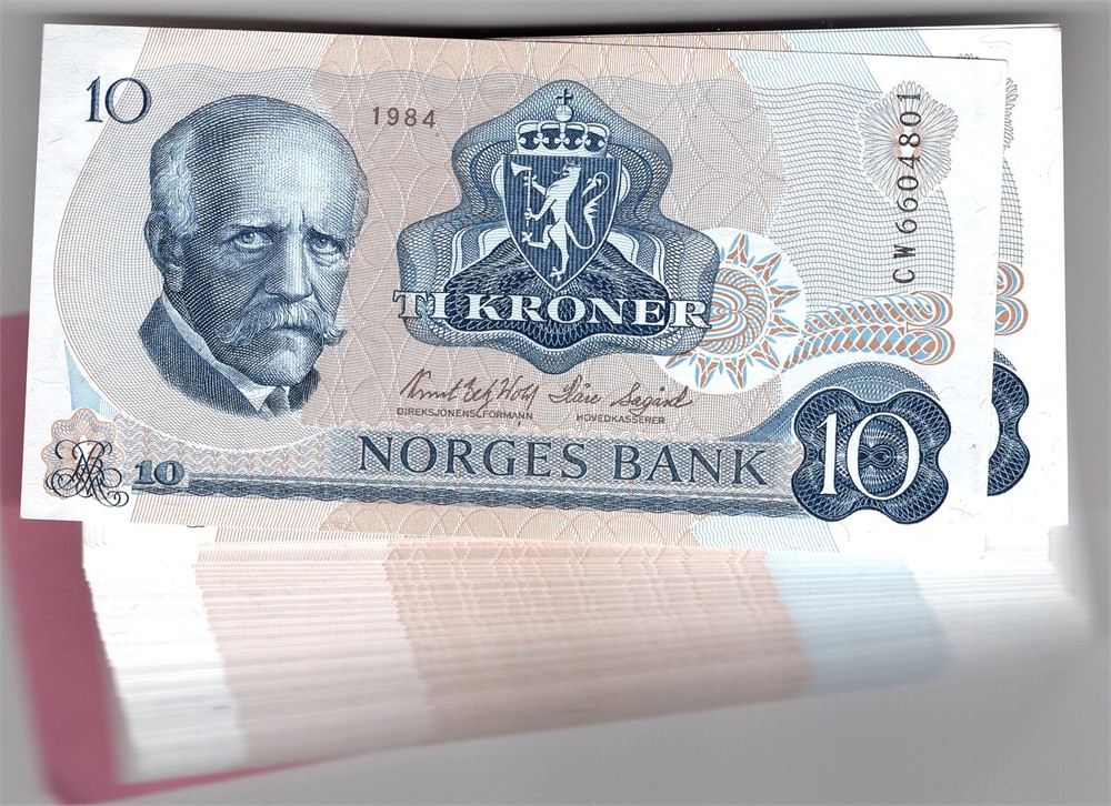 10 kroner 1984 CW.6604801-900. 100 stk. i serie