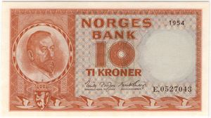 10 kroner 1954 E.0527043. 66 EPQ