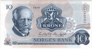 10 kroner 1978 HB. Erstatningsseddel. 64 EPQ. Kv.0