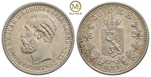 50 øre 1891 Oscar II. Kv.0/01