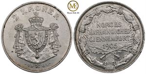 2 kroner 1907 Jub. m/gevær. Haakon VII. Kv.01