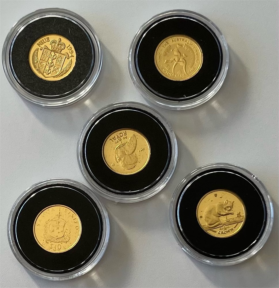 5 minigullmynter divers land. Proof