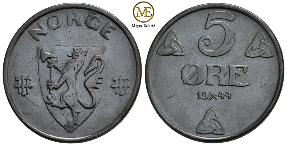 5 øre 1944 Haakon VII. Kv.0