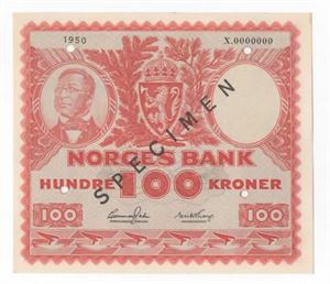 100 kroner 1950 X 0000000 ex. Skanfil 15.1.21