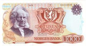 1000 kroner 1975 X.0110339. Kv.0