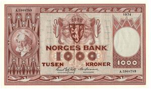 1000 kroner 1974 A.5908789. Kv.0/01