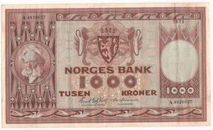 1000 kroner 1973 A.4820627. Kv.1