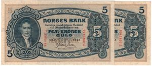 5 kroner 1941 T.3382165-66. Kv.01