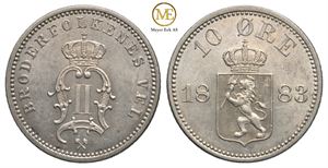 10 øre 1883 Oscar II. Kv.0