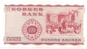 100 kroner 1969 Z.1226124. 1-million erstatningsseddel. Kv.01