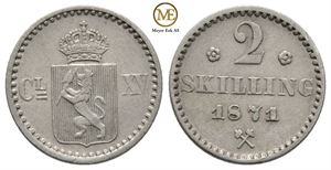 2 skilling 1871 m/r Carl XV. Kv.01