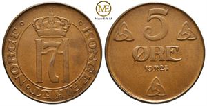 5 øre 1923 Haakon VII. Kv.0