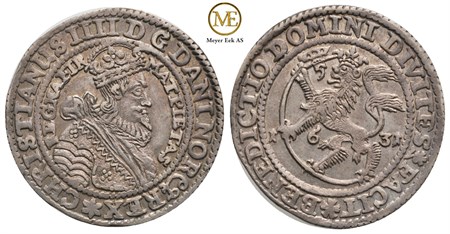 1/4 speciedaler 1631 Christian IV. Kv.01