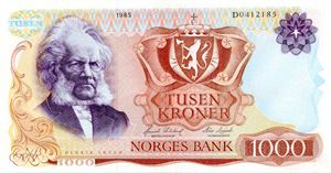 1000 kroner 1985 D ex. CA Stave Olsen