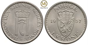 1 krone 1957 Haakon VII. Kv.0