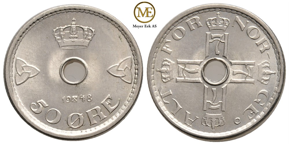 50 øre 1948 Haakon VII. Kv.0