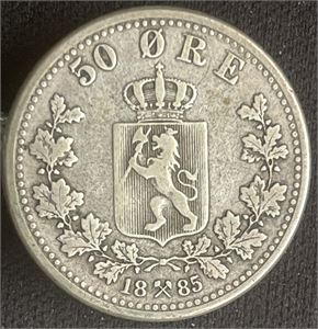 50 øre 1885 Ex.RMF 40 årsjubileum Kv.1