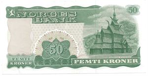 50 kroner 1975 Z.0157289. Erstatningsseddel. SSS-seddel. Kv.0