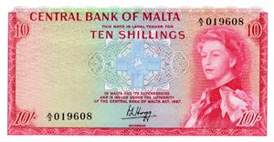 Malta (Britisk) 10 shilling 1967 ex. Rauma