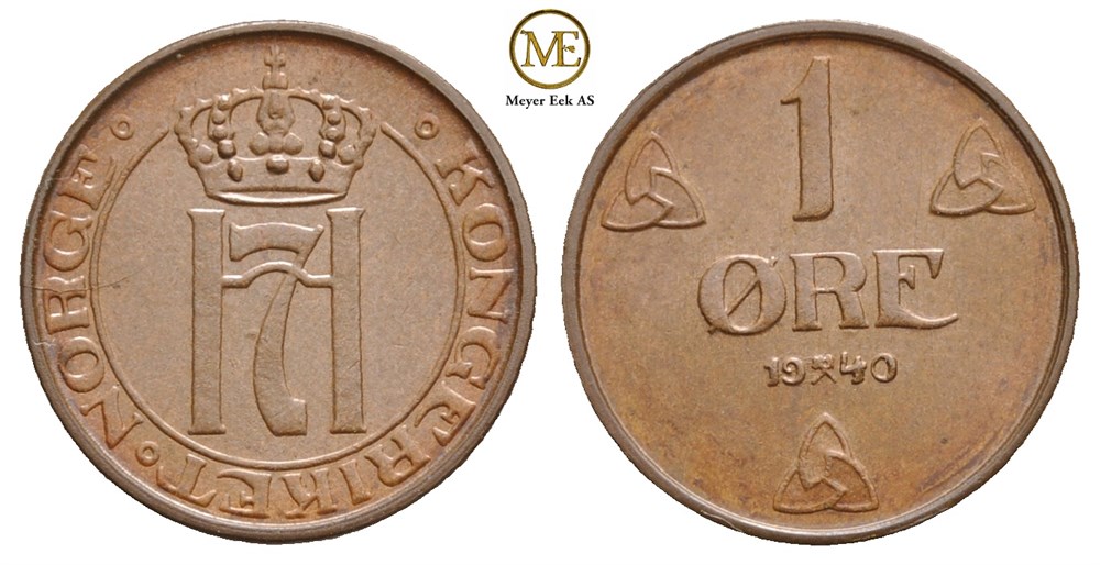 1 øre 1940 Haakon VII. Kv.0
