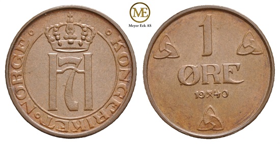 1 øre 1940 Haakon VII. Kv.0