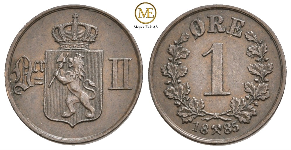 1 øre 1885 Oscar II. Kv.1+/01