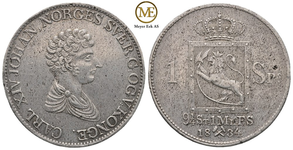 Speciedaler 1834 Carl XIV Johan. Kv.1+/01