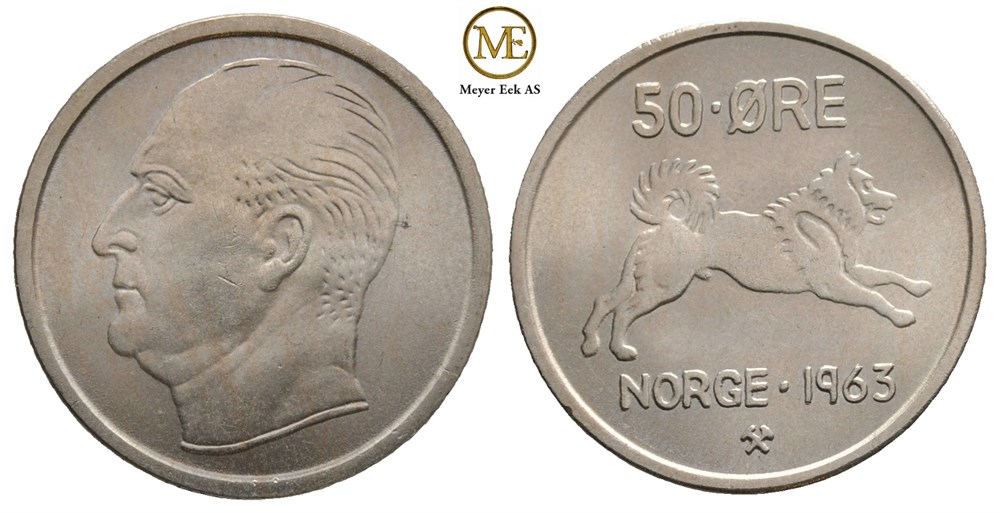 50 øre 1963 Olav V. Kv.0