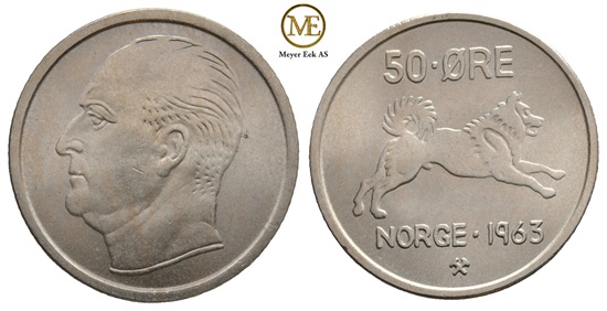 50 øre 1963 Olav V. Kv.0
